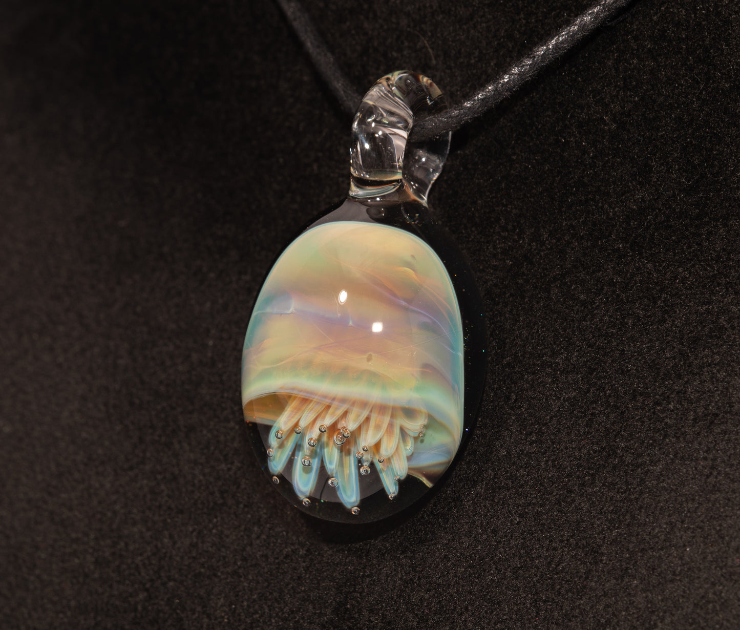 Jellyfish Pendant | Handblown Glass Jewelry | Ocean-Inspired Necklace | Silvered Glass Art | Tropical Vibes