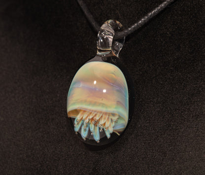 Jellyfish Pendant | Handblown Glass Jewelry | Ocean-Inspired Necklace | Silvered Glass Art | Tropical Vibes