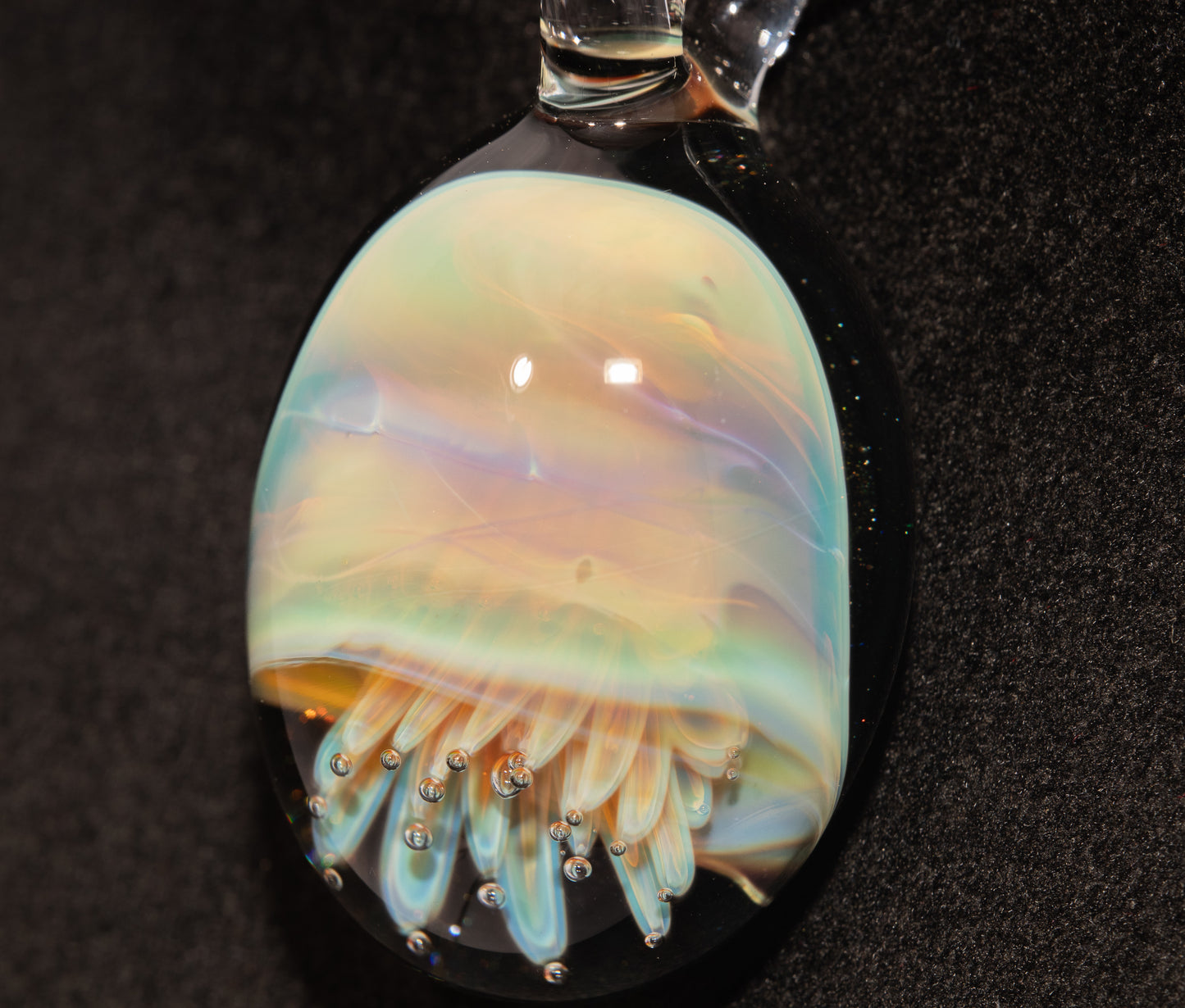 Jellyfish Pendant | Handblown Glass Jewelry | Ocean-Inspired Necklace | Silvered Glass Art | Tropical Vibes