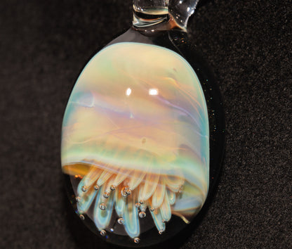 Jellyfish Pendant | Handblown Glass Jewelry | Ocean-Inspired Necklace | Silvered Glass Art | Tropical Vibes