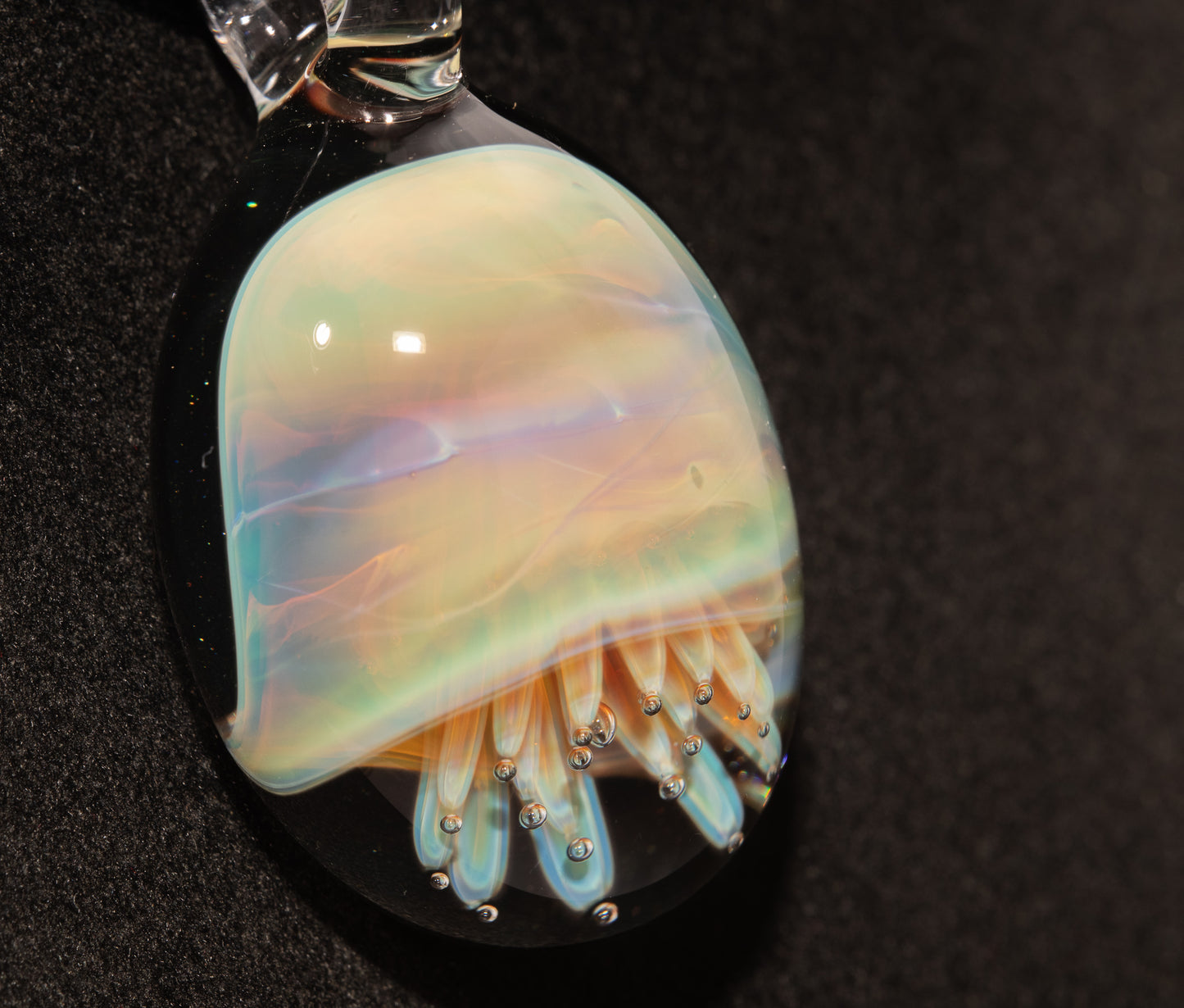 Jellyfish Pendant | Handblown Glass Jewelry | Ocean-Inspired Necklace | Silvered Glass Art | Tropical Vibes