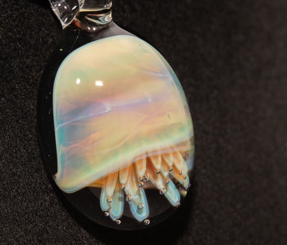 Jellyfish Pendant | Handblown Glass Jewelry | Ocean-Inspired Necklace | Silvered Glass Art | Tropical Vibes