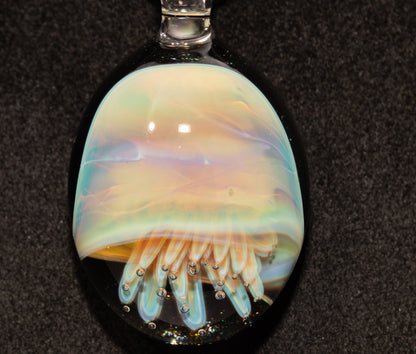 Jellyfish Pendant | Handblown Glass Jewelry | Ocean-Inspired Necklace | Silvered Glass Art | Tropical Vibes