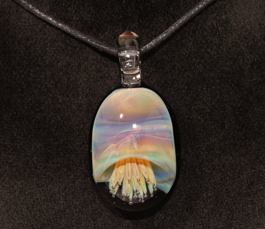 Jellyfish Pendant | Handblown Glass Jewelry | Ocean-Inspired Necklace | Silvered Glass Art | Tropical Vibes