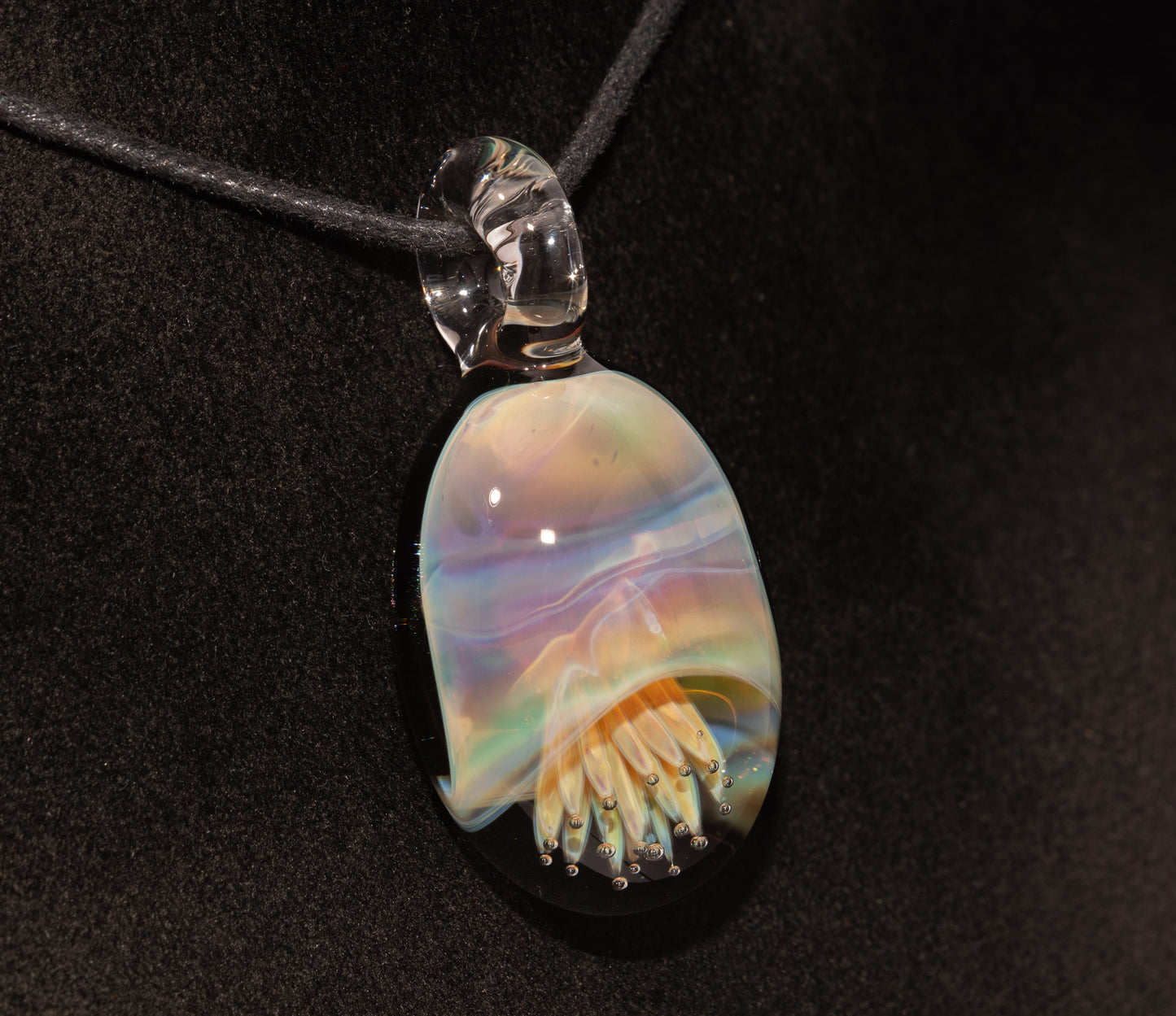 Jellyfish Pendant | Handblown Glass Jewelry | Ocean-Inspired Necklace | Silvered Glass Art | Tropical Vibes