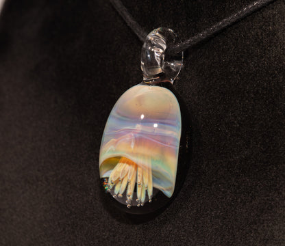 Jellyfish Pendant | Handblown Glass Jewelry | Ocean-Inspired Necklace | Silvered Glass Art | Tropical Vibes