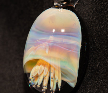 Jellyfish Pendant | Handblown Glass Jewelry | Ocean-Inspired Necklace | Silvered Glass Art | Tropical Vibes