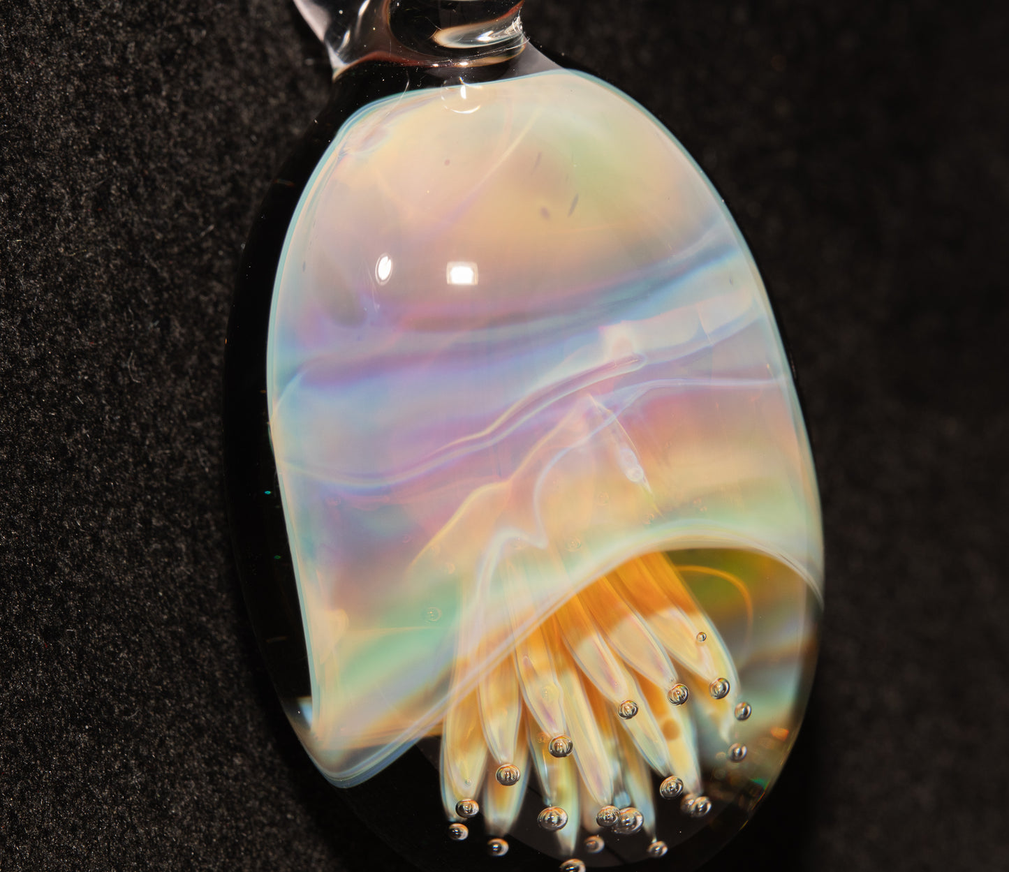 Jellyfish Pendant | Handblown Glass Jewelry | Ocean-Inspired Necklace | Silvered Glass Art | Tropical Vibes