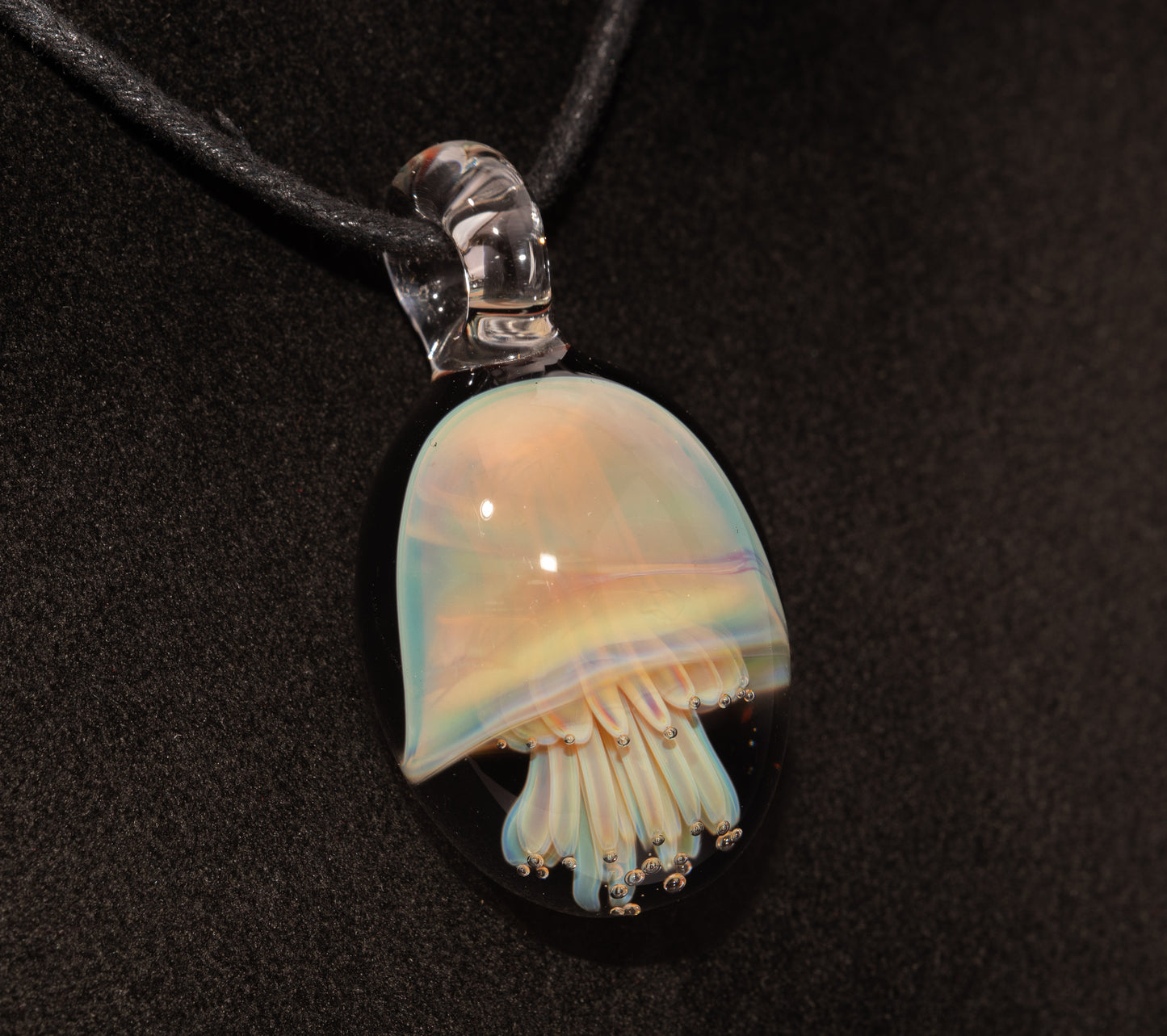 Underwater Jellyfish Pendant | Glass Necklace | Handblown Ocean Art Jewelry | Deep Sea