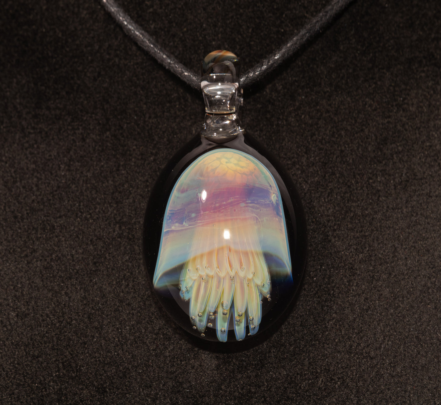 Implosion Jellyfish Necklace | Artisan Glass Pendant | Sea Life Jewelry | Handcrafted Art | Ocean Glow