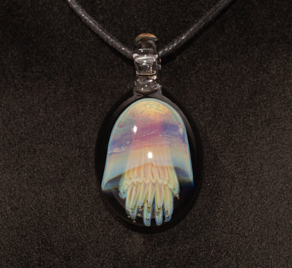 Implosion Jellyfish Necklace | Artisan Glass Pendant | Sea Life Jewelry | Handcrafted Art | Ocean Glow