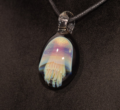 Implosion Jellyfish Necklace | Artisan Glass Pendant | Sea Life Jewelry | Handcrafted Art | Ocean Glow