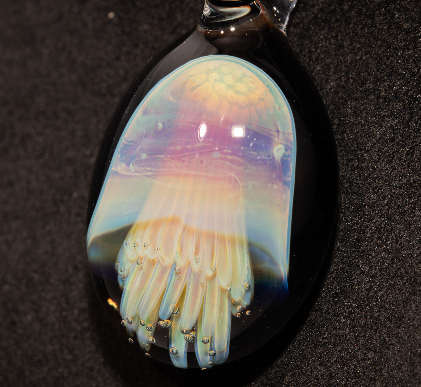 Implosion Jellyfish Necklace | Artisan Glass Pendant | Sea Life Jewelry | Handcrafted Art | Ocean Glow