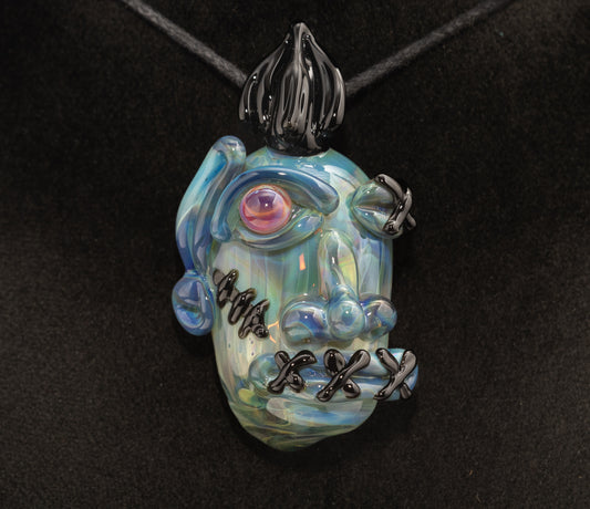 Shrunken Head Glass Pendant | Handcrafted Mysterious Relic Macabre Jewelry | Unique Curio Cabinet Inspired Art Piece | Dark Art Fans