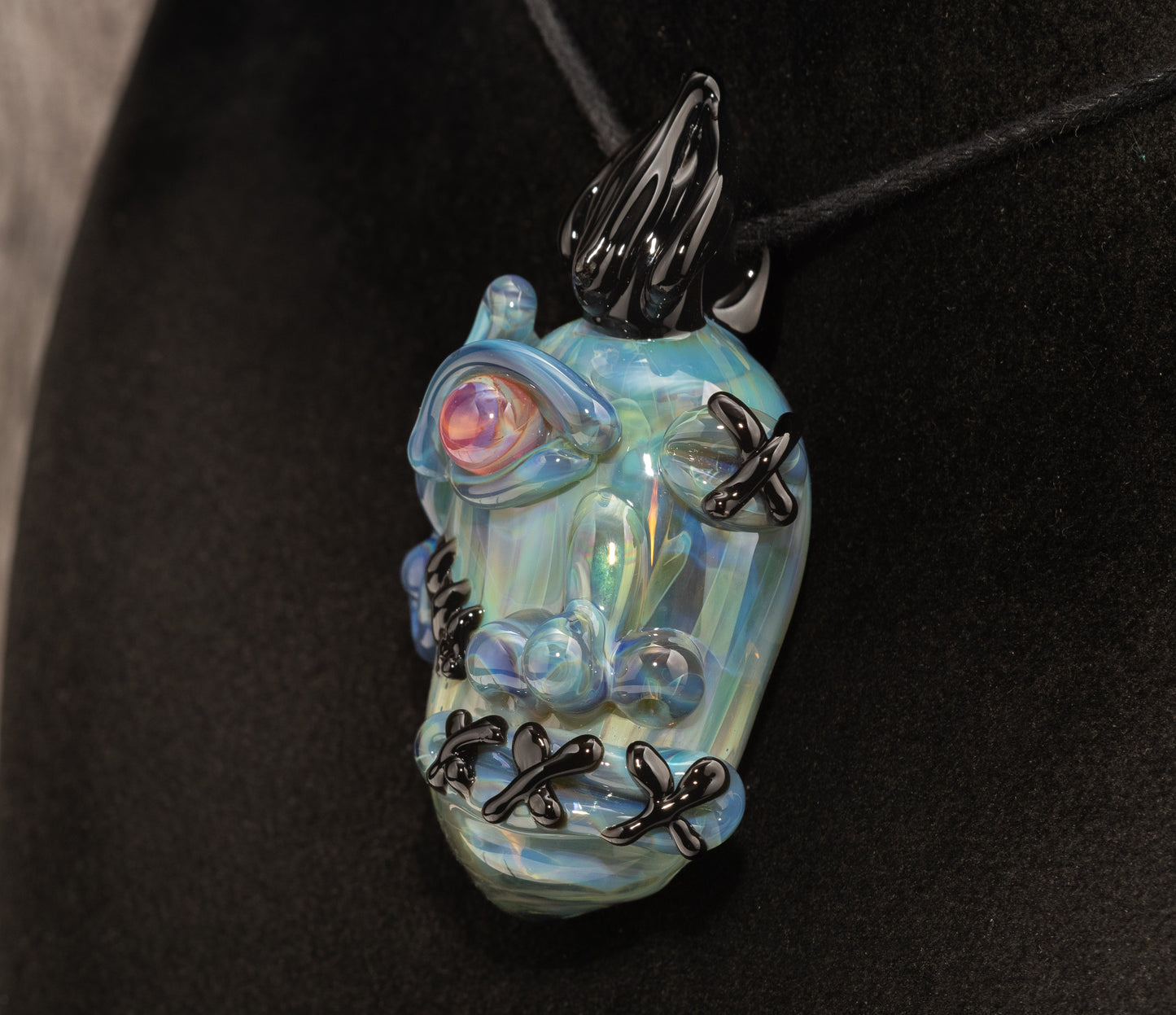 Shrunken Head Glass Pendant | Handcrafted Mysterious Relic Macabre Jewelry | Unique Curio Cabinet Inspired Art Piece | Dark Art Fans