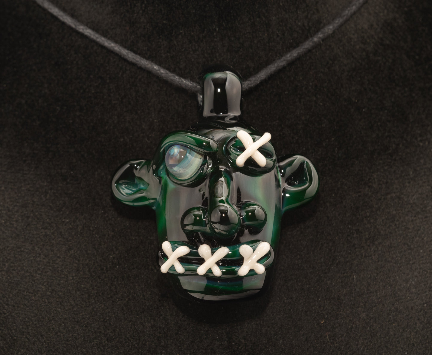 Mysterious Relic Glass Pendant | Hand Sculpted Shrunken Head | Unique Macabre Artistic Jewelry | Eerie Explorer Inspired Handmade Charm