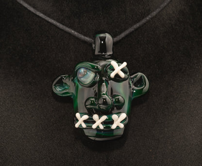 Mysterious Relic Glass Pendant | Hand Sculpted Shrunken Head | Unique Macabre Artistic Jewelry | Eerie Explorer Inspired Handmade Charm