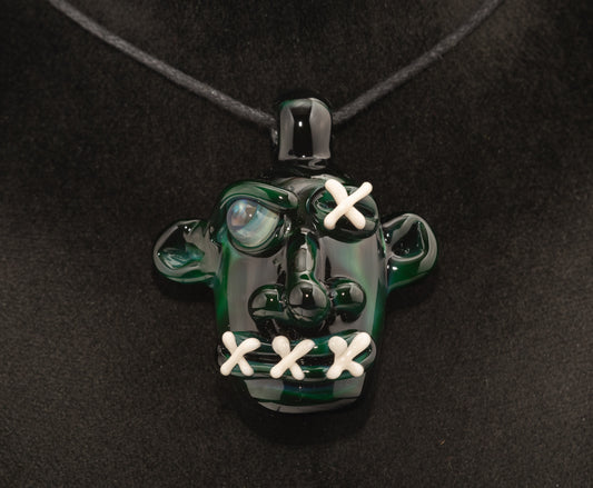 Mysterious Relic Glass Pendant | Hand Sculpted Shrunken Head | Unique Macabre Artistic Jewelry | Eerie Explorer Inspired Handmade Charm