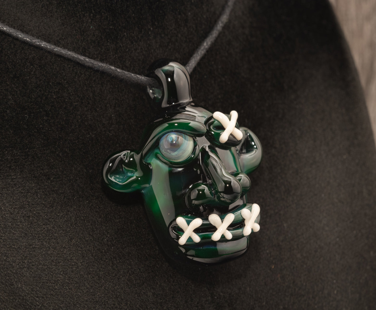 Mysterious Relic Glass Pendant | Hand Sculpted Shrunken Head | Unique Macabre Artistic Jewelry | Eerie Explorer Inspired Handmade Charm