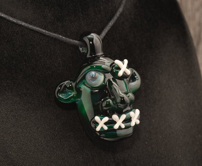 Mysterious Relic Glass Pendant | Hand Sculpted Shrunken Head | Unique Macabre Artistic Jewelry | Eerie Explorer Inspired Handmade Charm