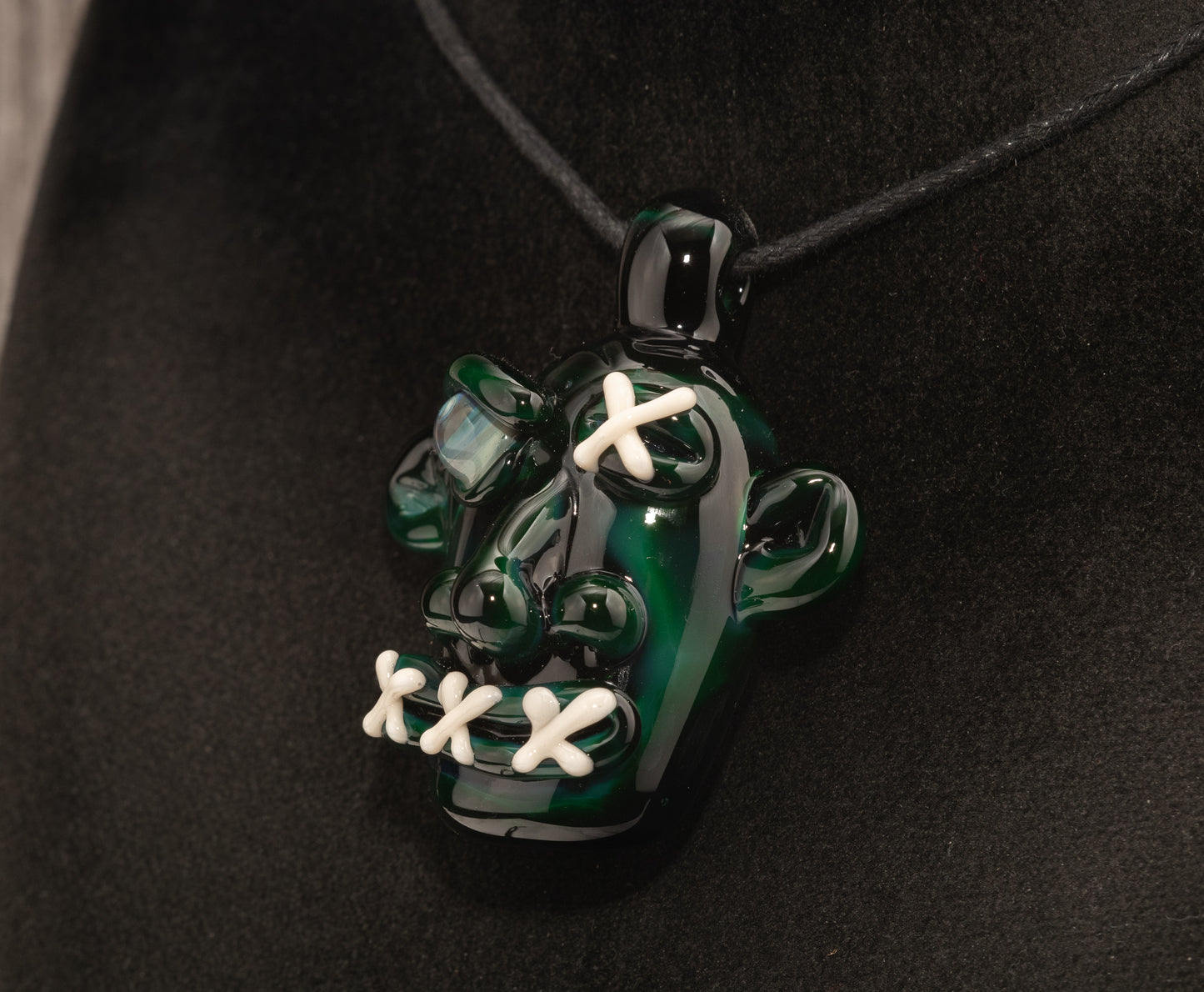 Mysterious Relic Glass Pendant | Hand Sculpted Shrunken Head | Unique Macabre Artistic Jewelry | Eerie Explorer Inspired Handmade Charm