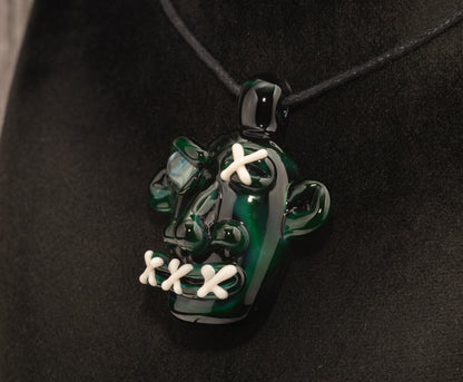 Mysterious Relic Glass Pendant | Hand Sculpted Shrunken Head | Unique Macabre Artistic Jewelry | Eerie Explorer Inspired Handmade Charm