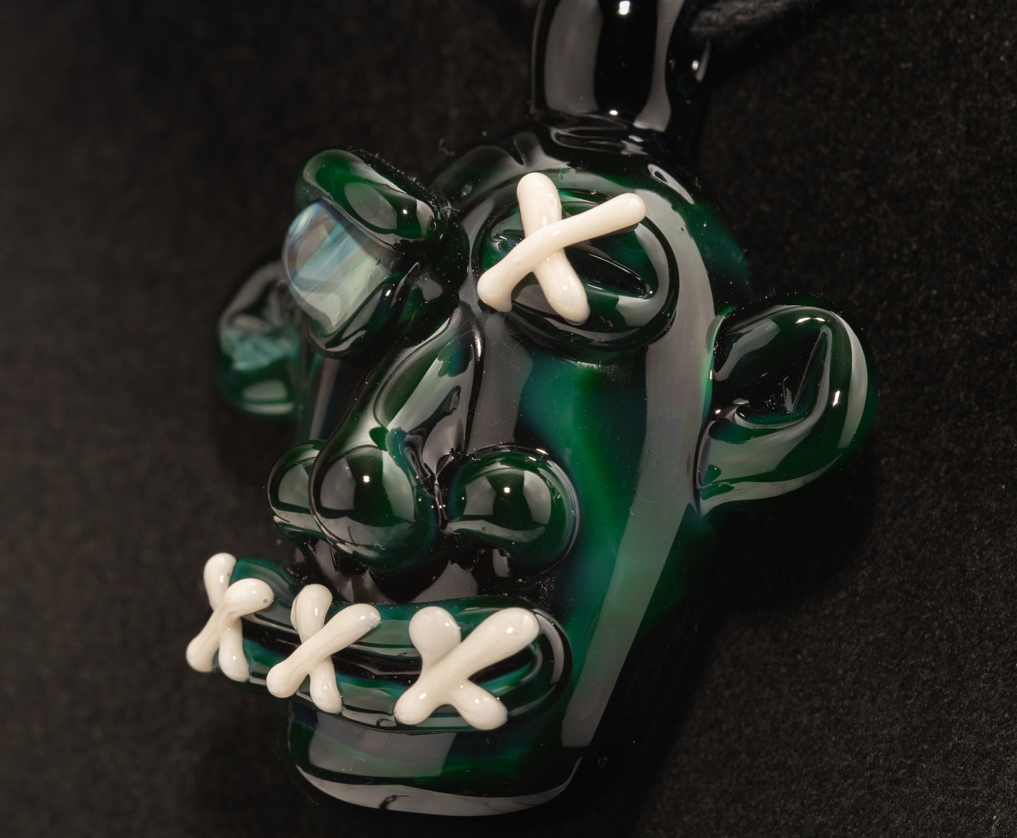 Mysterious Relic Glass Pendant | Hand Sculpted Shrunken Head | Unique Macabre Artistic Jewelry | Eerie Explorer Inspired Handmade Charm