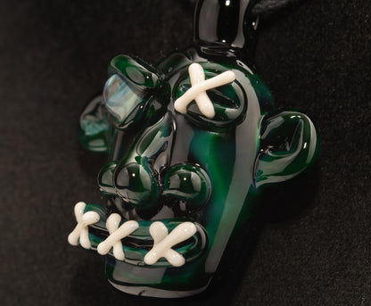 Mysterious Relic Glass Pendant | Hand Sculpted Shrunken Head | Unique Macabre Artistic Jewelry | Eerie Explorer Inspired Handmade Charm