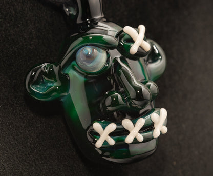 Mysterious Relic Glass Pendant | Hand Sculpted Shrunken Head | Unique Macabre Artistic Jewelry | Eerie Explorer Inspired Handmade Charm