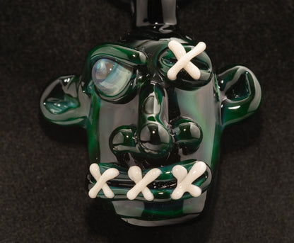 Mysterious Relic Glass Pendant | Hand Sculpted Shrunken Head | Unique Macabre Artistic Jewelry | Eerie Explorer Inspired Handmade Charm