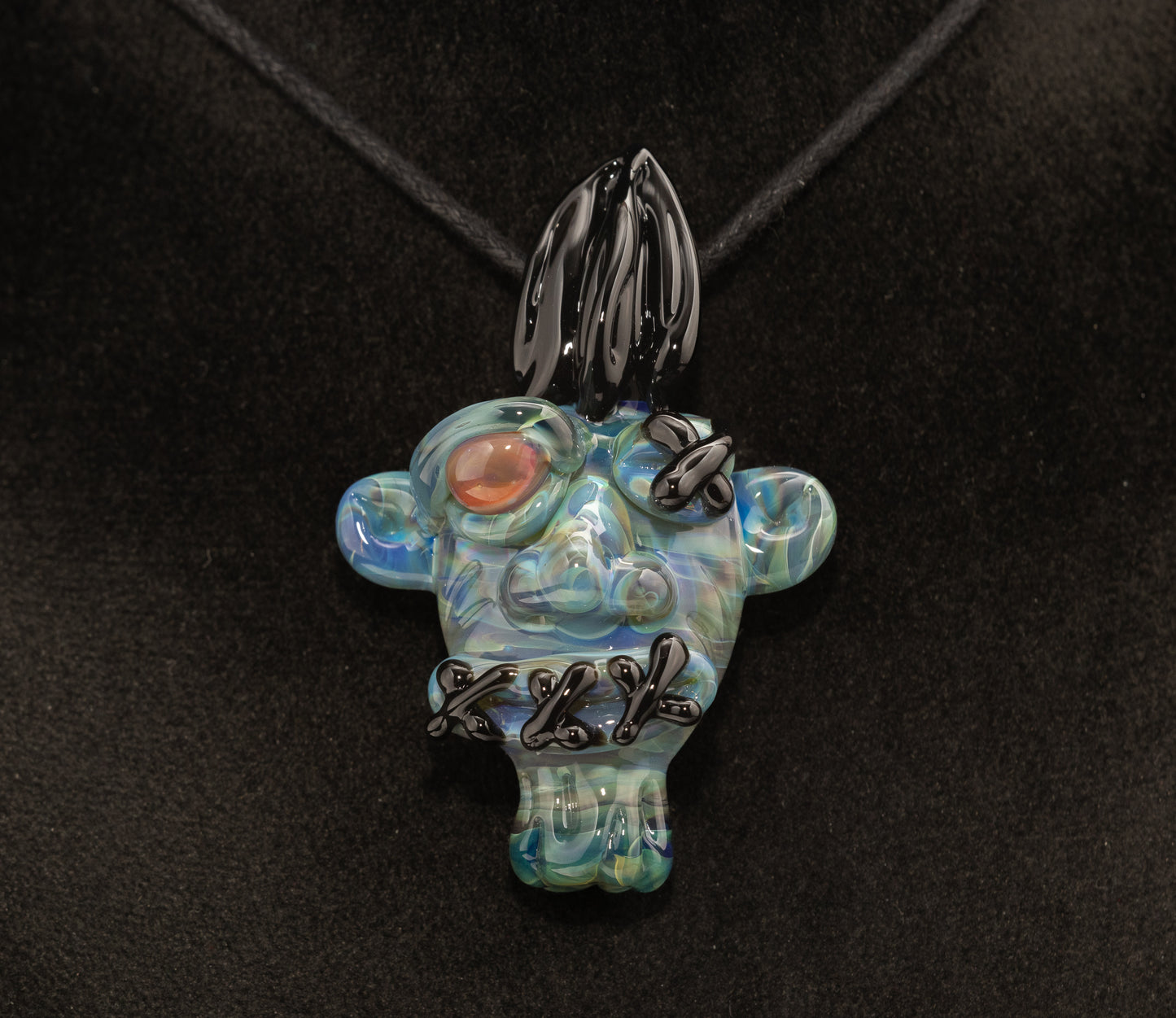 Shrunken Head Glass Pendant | Hand Sculpted Mysterious Relic | Macabre Artistic Jewelry | Perfect for Eerie Explorer Curio Cabinets