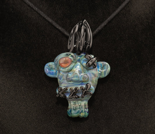Shrunken Head Glass Pendant | Hand Sculpted Mysterious Relic | Macabre Artistic Jewelry | Perfect for Eerie Explorer Curio Cabinets