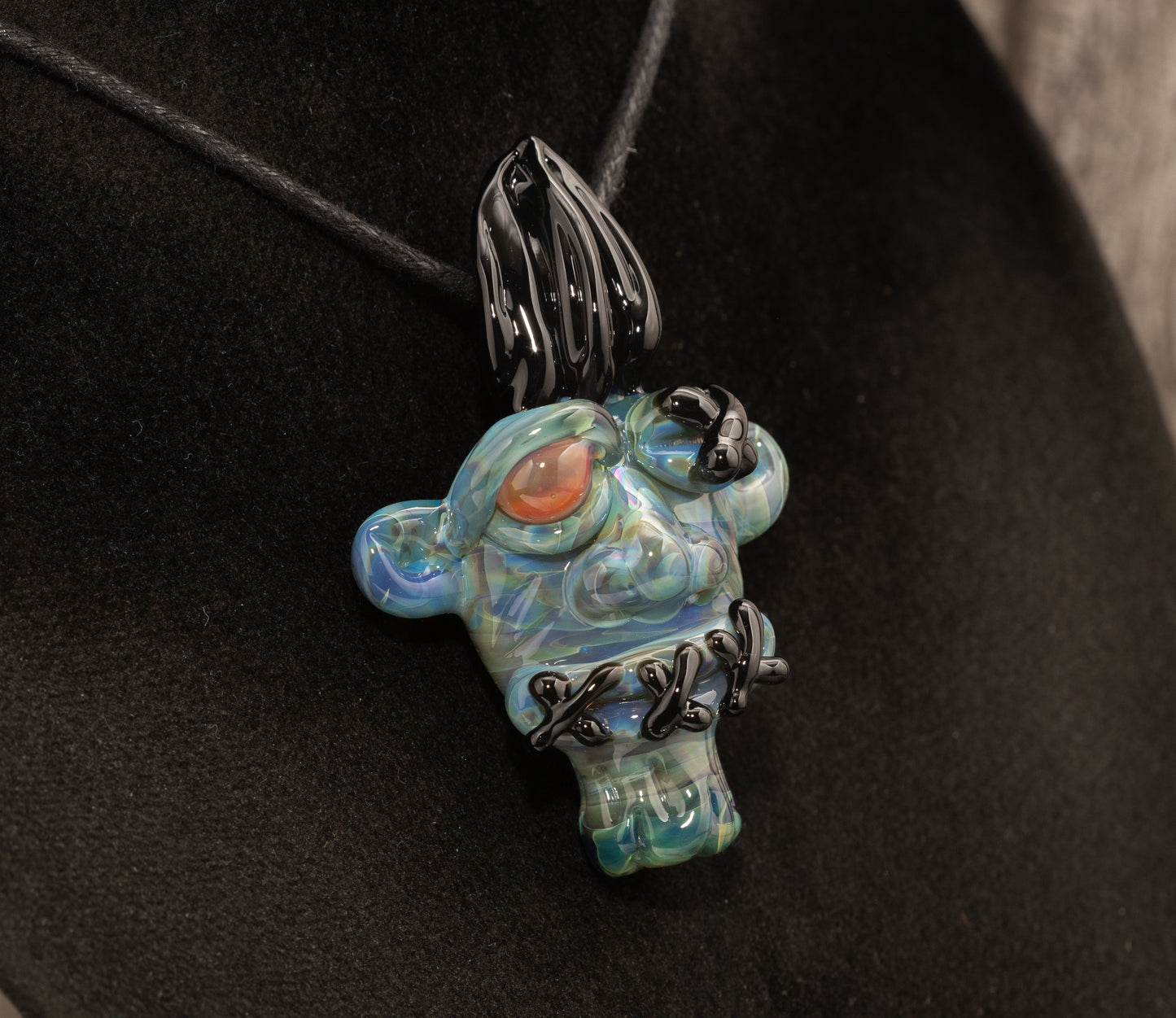 Shrunken Head Glass Pendant | Hand Sculpted Mysterious Relic | Macabre Artistic Jewelry | Perfect for Eerie Explorer Curio Cabinets