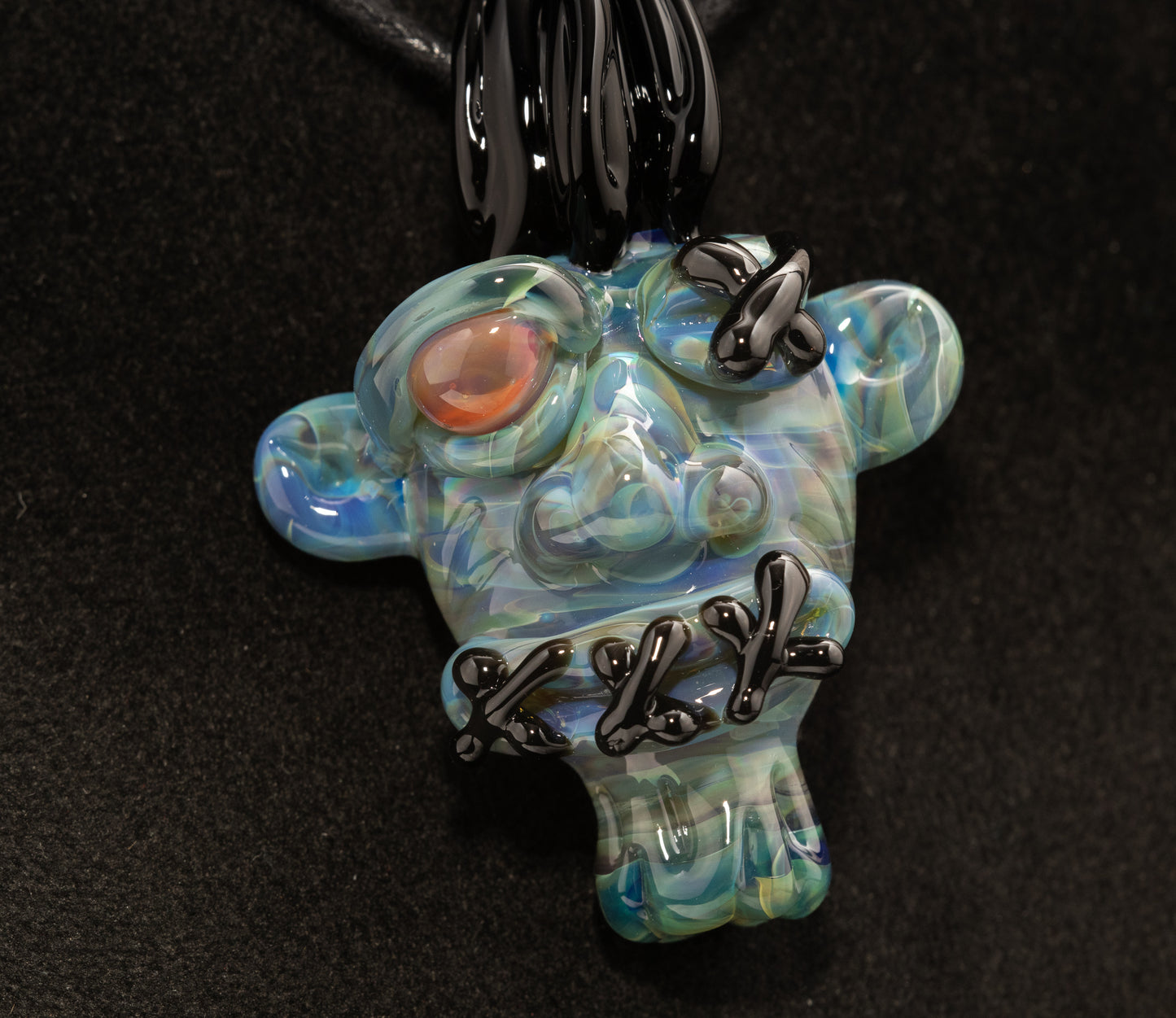 Shrunken Head Glass Pendant | Hand Sculpted Mysterious Relic | Macabre Artistic Jewelry | Perfect for Eerie Explorer Curio Cabinets