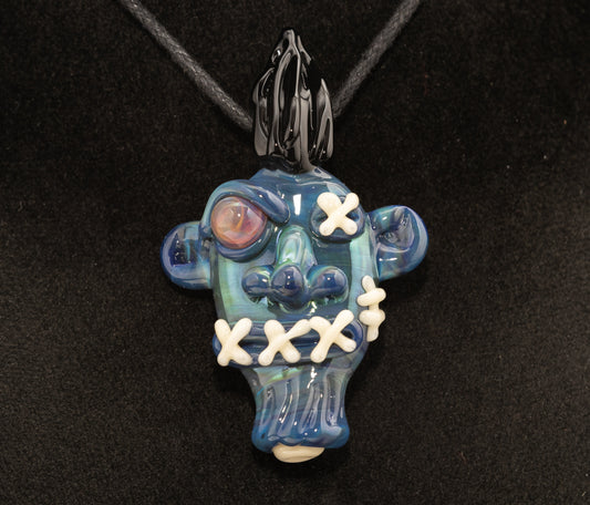 Glass Shrunken Head Pendant | Handmade Macabre Art Piece | Mysterious Relic Jewelry | Curio Cabinet Treasure for Dark Fantasy Lovers