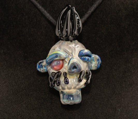 Hand Sculpted Shrunken Head Pendant | Unique Mysterious Relic Glass Art | Macabre Style Jewelry | Inspired by Ancient Rituals and Curios