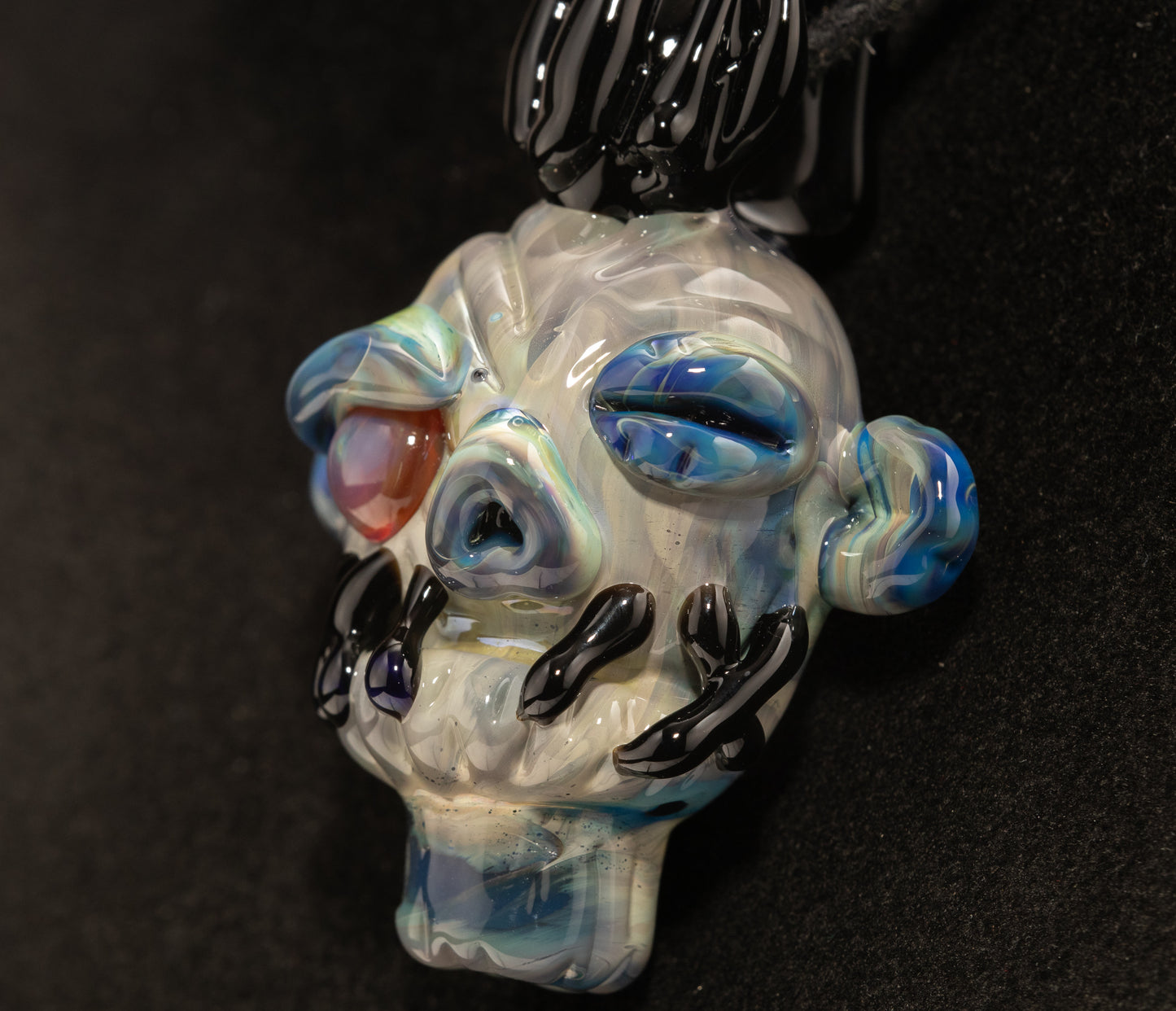 Hand Sculpted Shrunken Head Pendant | Unique Mysterious Relic Glass Art | Macabre Style Jewelry | Inspired by Ancient Rituals and Curios