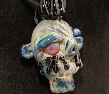 Hand Sculpted Shrunken Head Pendant | Unique Mysterious Relic Glass Art | Macabre Style Jewelry | Inspired by Ancient Rituals and Curios