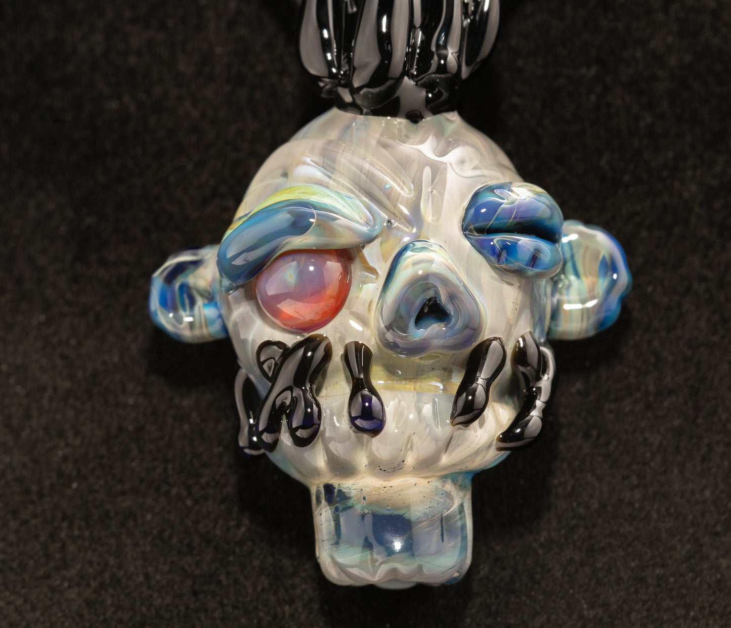 Hand Sculpted Shrunken Head Pendant | Unique Mysterious Relic Glass Art | Macabre Style Jewelry | Inspired by Ancient Rituals and Curios