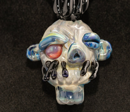 Hand Sculpted Shrunken Head Pendant | Unique Mysterious Relic Glass Art | Macabre Style Jewelry | Inspired by Ancient Rituals and Curios