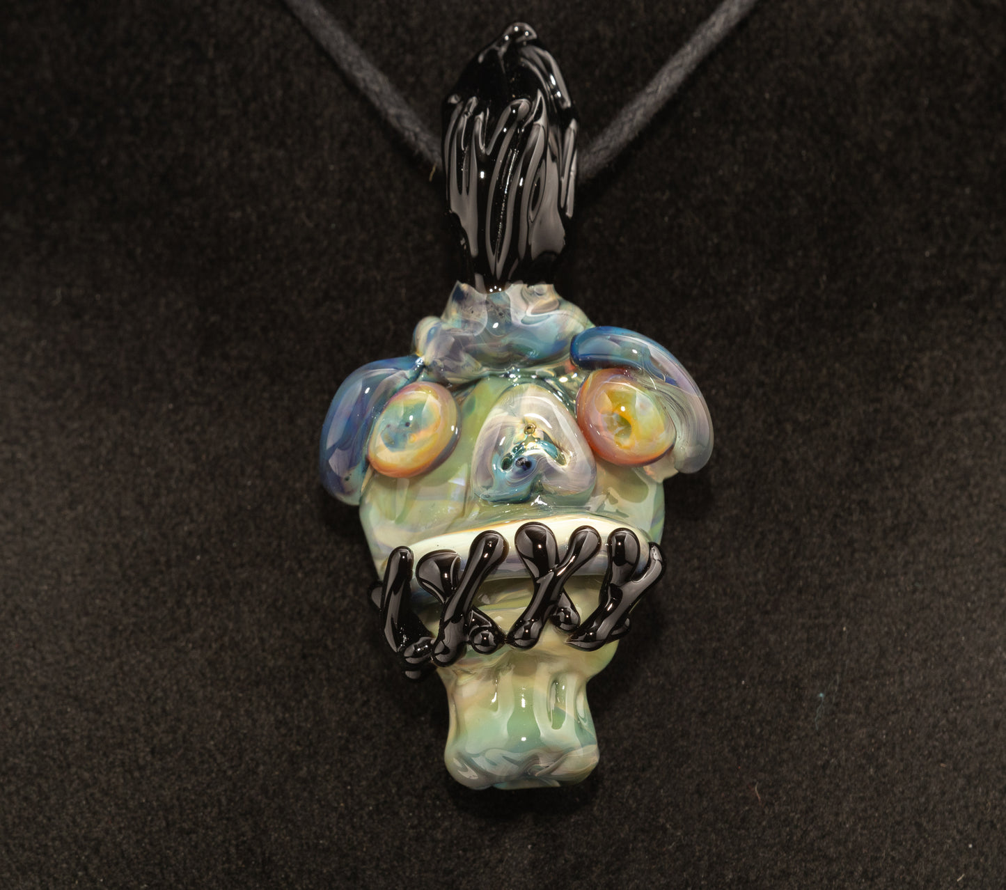 Shrunken Head Glass Pendant | Hand Sculpted Mysterious Relic | Eerie Explorer Curio Jewelry | Macabre Artistic Glass Art
