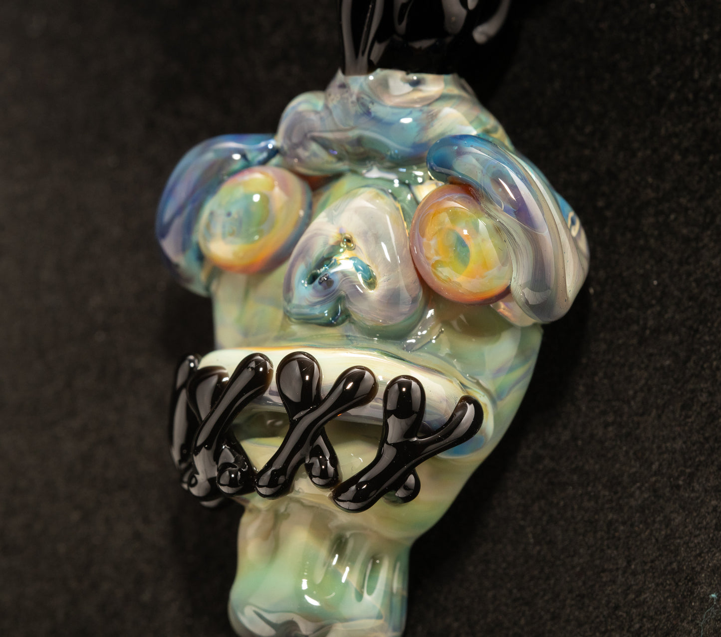 Shrunken Head Glass Pendant | Hand Sculpted Mysterious Relic | Eerie Explorer Curio Jewelry | Macabre Artistic Glass Art