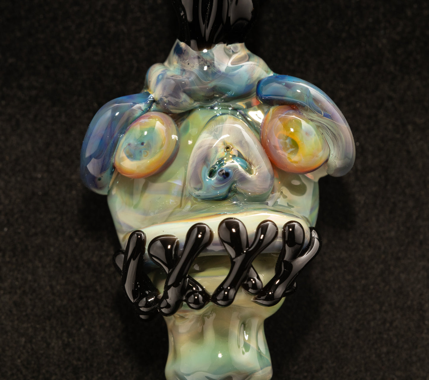 Shrunken Head Glass Pendant | Hand Sculpted Mysterious Relic | Eerie Explorer Curio Jewelry | Macabre Artistic Glass Art
