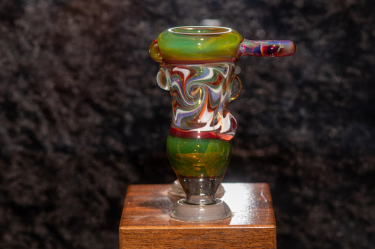 14mm Wigwag Bowl Piece | Flame-Twisted Color Lines | Handmade Borosilicate Glass Slide