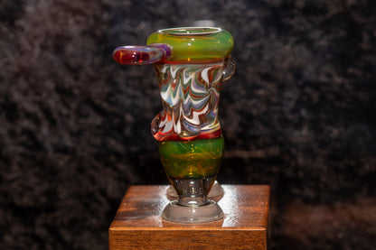 14mm Wigwag Bowl Piece | Flame-Twisted Color Lines | Handmade Borosilicate Glass Slide