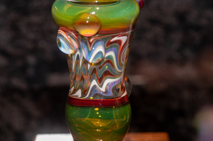 14mm Wigwag Bowl Piece | Flame-Twisted Color Lines | Handmade Borosilicate Glass Slide