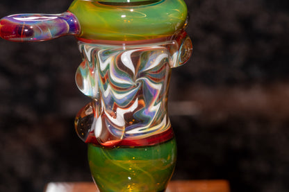 14mm Wigwag Bowl Piece | Flame-Twisted Color Lines | Handmade Borosilicate Glass Slide