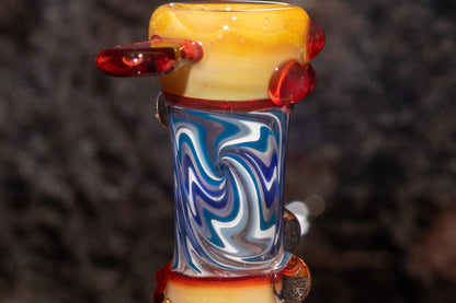 14mm Wigwag Glass Slide | Twisted Color Flow | Handblown Borosilicate Bowl Piece | Artisan Glasswork