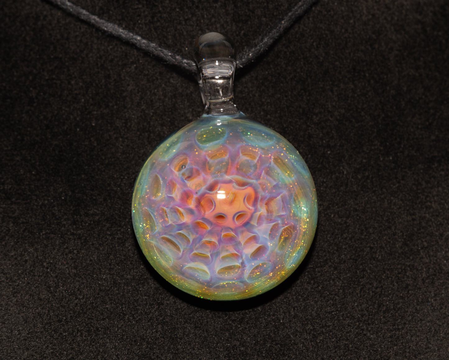 Silver Vapor Honeycomb Pendant | Borosilicate Art Jewelry | Deep Space Glass Necklace | Cosmic Glow Talisman Gift
