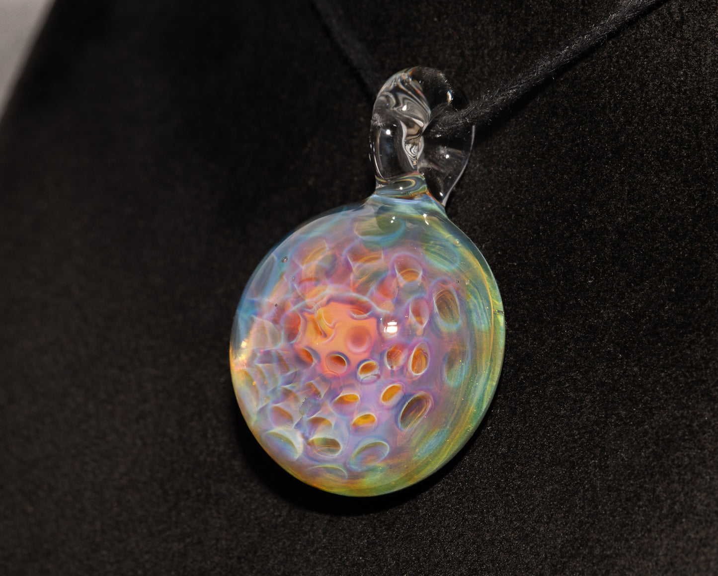 Silver Vapor Honeycomb Pendant | Borosilicate Art Jewelry | Deep Space Glass Necklace | Cosmic Glow Talisman Gift